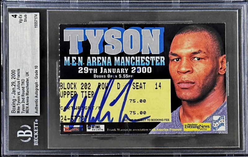 Mike Tyson vs Julius Francis Signed Ticket Stub Beckett Tyson 2nd Round TKO