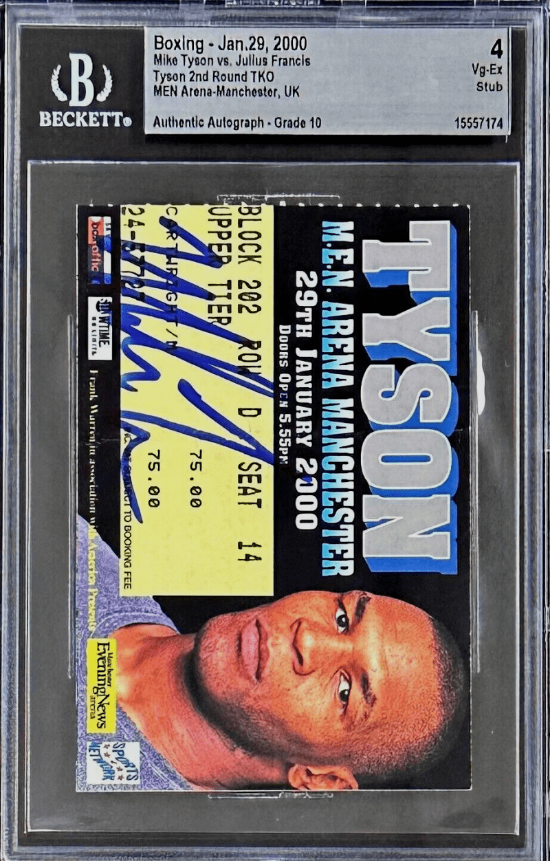 Mike Tyson vs Julius Francis Signed Ticket Stub Beckett Tyson 2nd Round TKO - Image 2