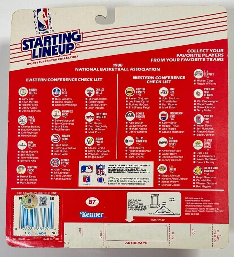 Hakeem Olajuwon Signed Autographed Rockets Starting Lineup  Beckett 1W186621 - Image 4