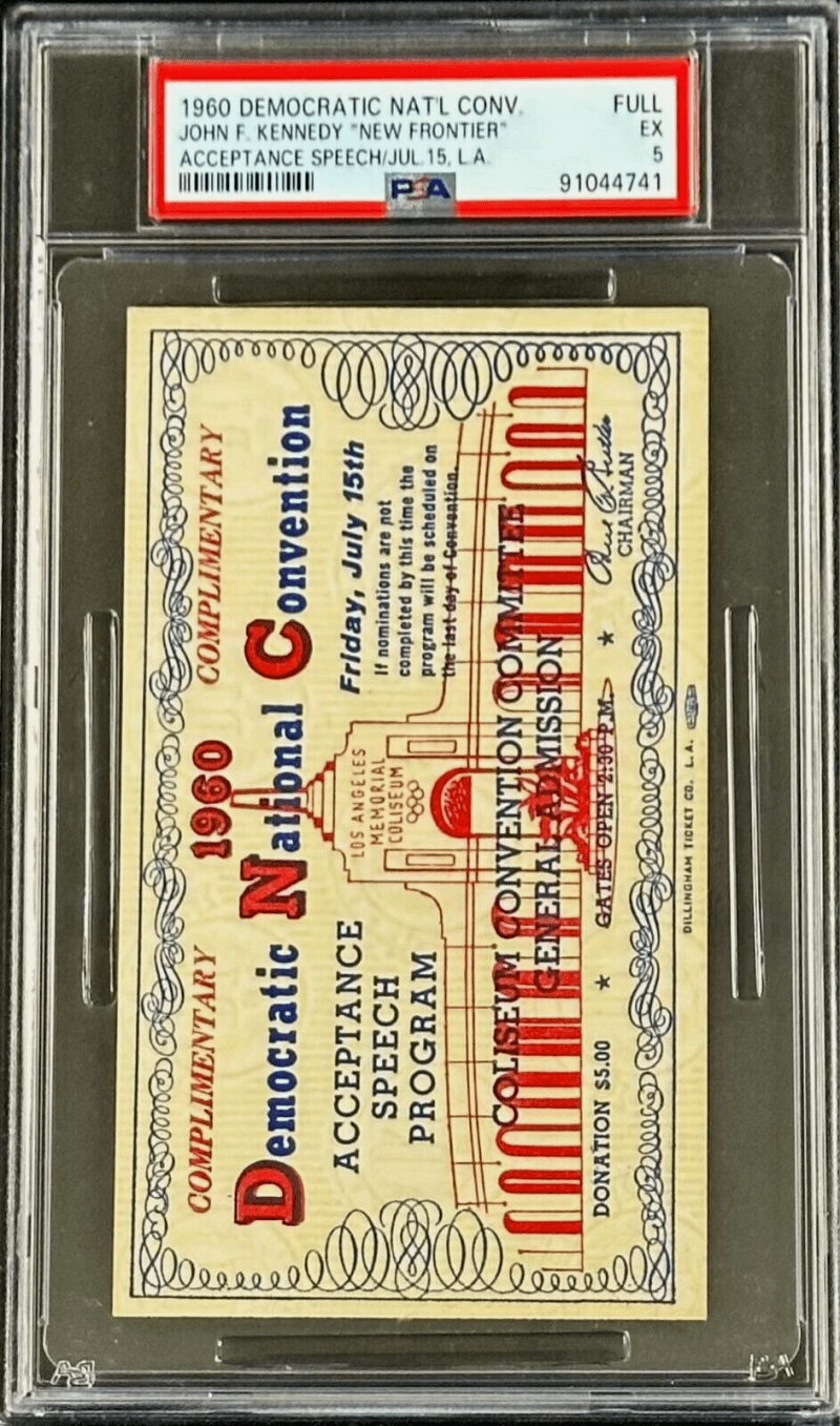 John F Kennedy 1960 Democratic National Convention Acceptance Speech Ticket A - Image 2