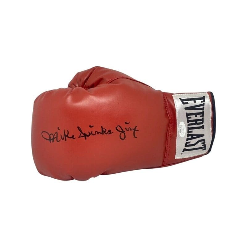 Michael Spinks Signed Autographed Red Boxing Glove JSA Left