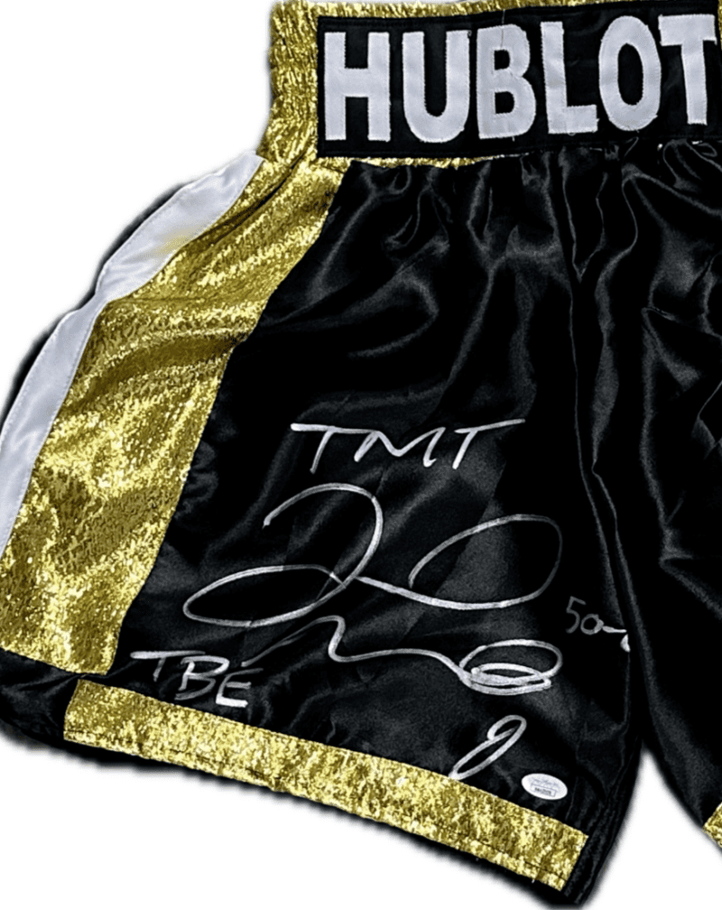 Floyd Mayweather Jr Signed Autographed Boxing Trunks JSA Authentic w inscription - Image 2