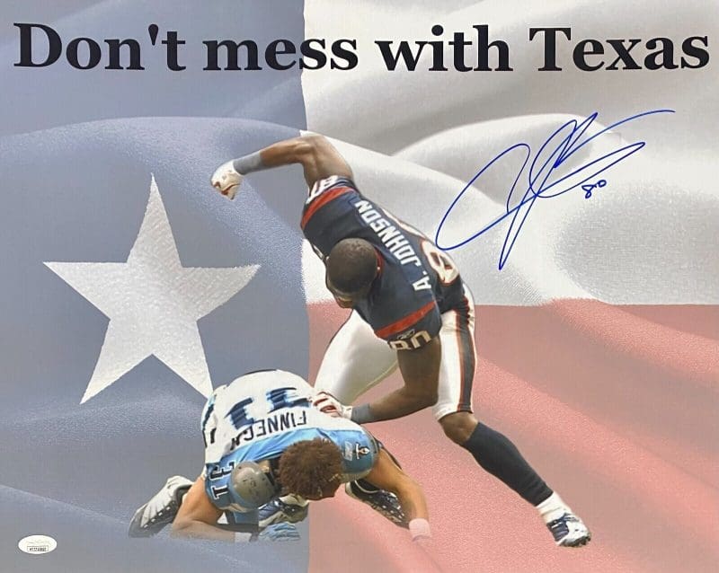 Andre Johnson Signed Autographed 16x20 Photo JSA Houston Texans Flag 3 Blue