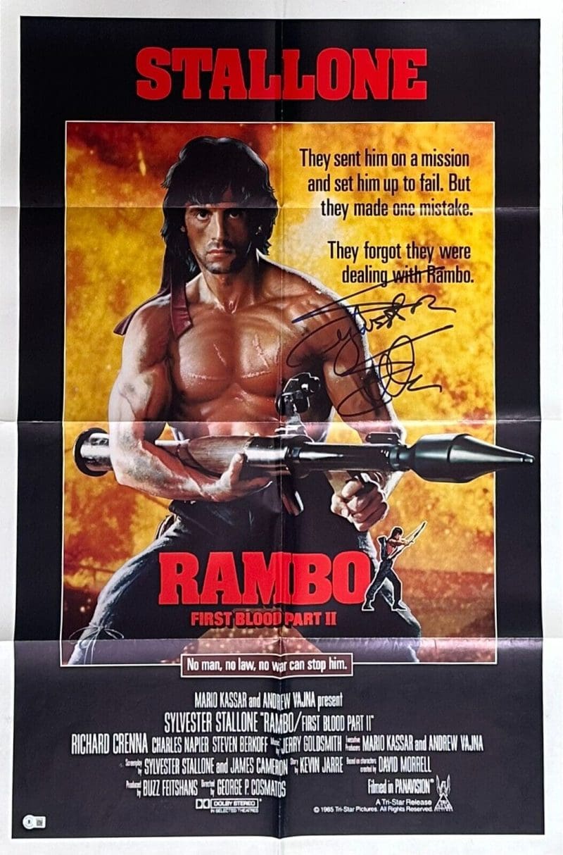 Sylvester Stallone Signed First Blood II Original Movie 27x41 Poster BAS AC67493