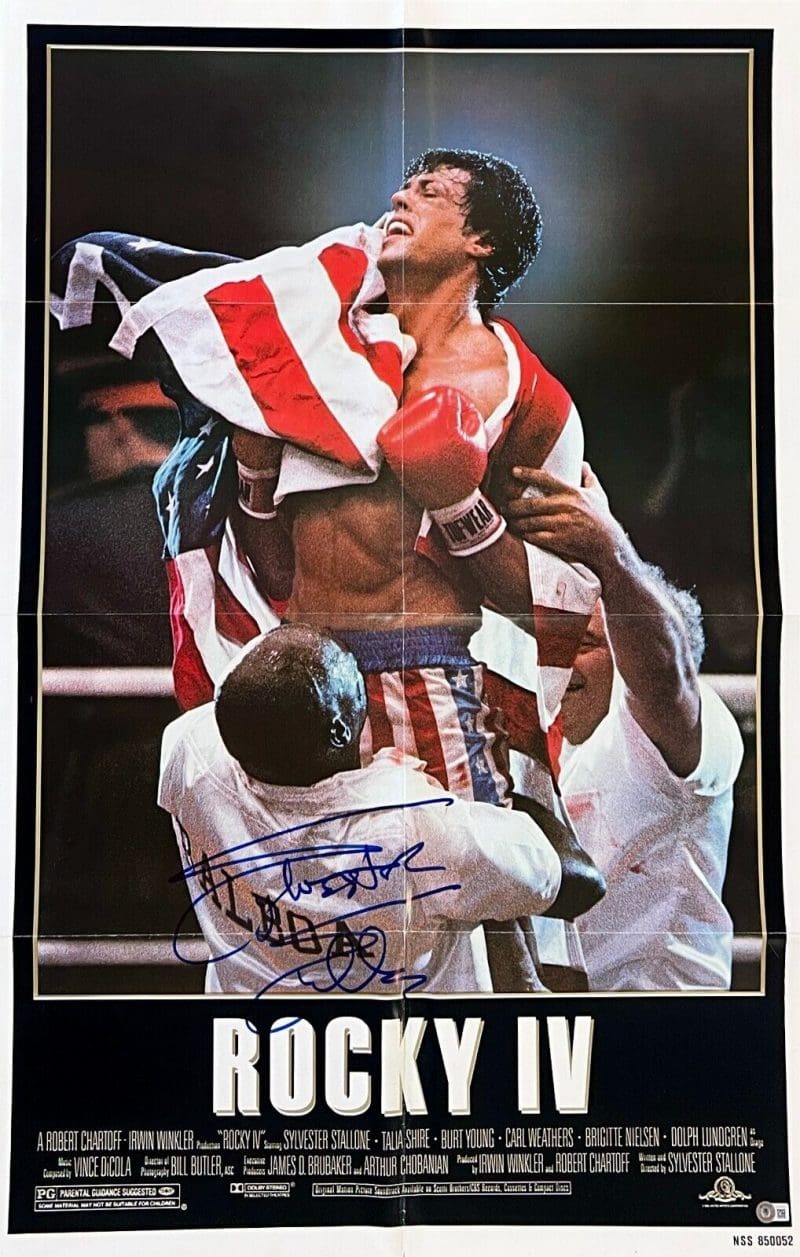 Sylvester Stallone Signed First Rocky IV Original Movie 27x41 Poster BAS AC67503