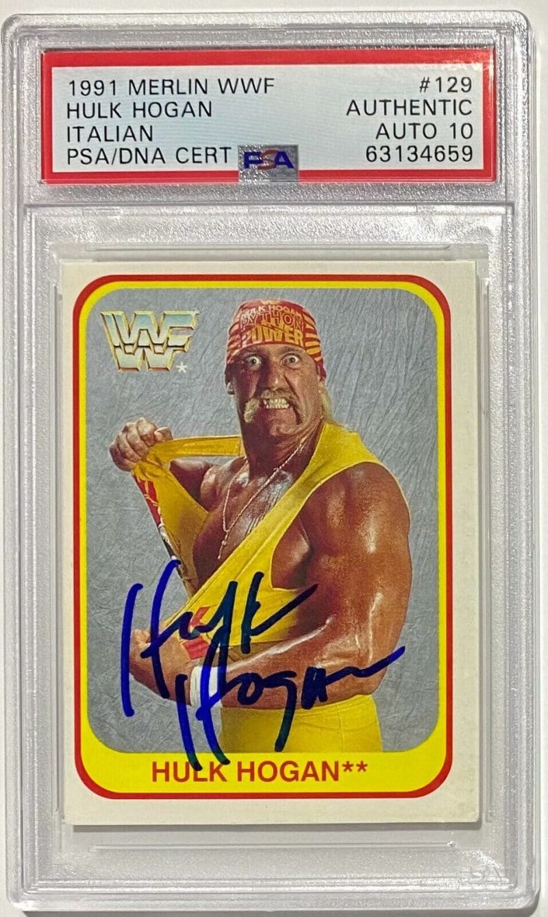 Hulk Hogan 1991 Merlin  WWF #129 PSA/DNA Cert Authentic Auto 10