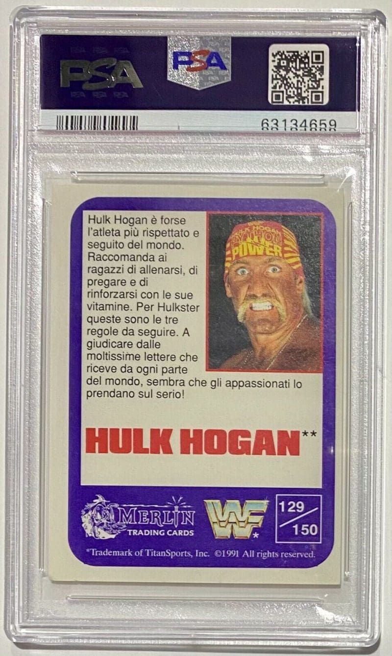 Hulk Hogan 1991 Merlin  WWF #129 PSA/DNA Cert Authentic Auto 10 - Image 2