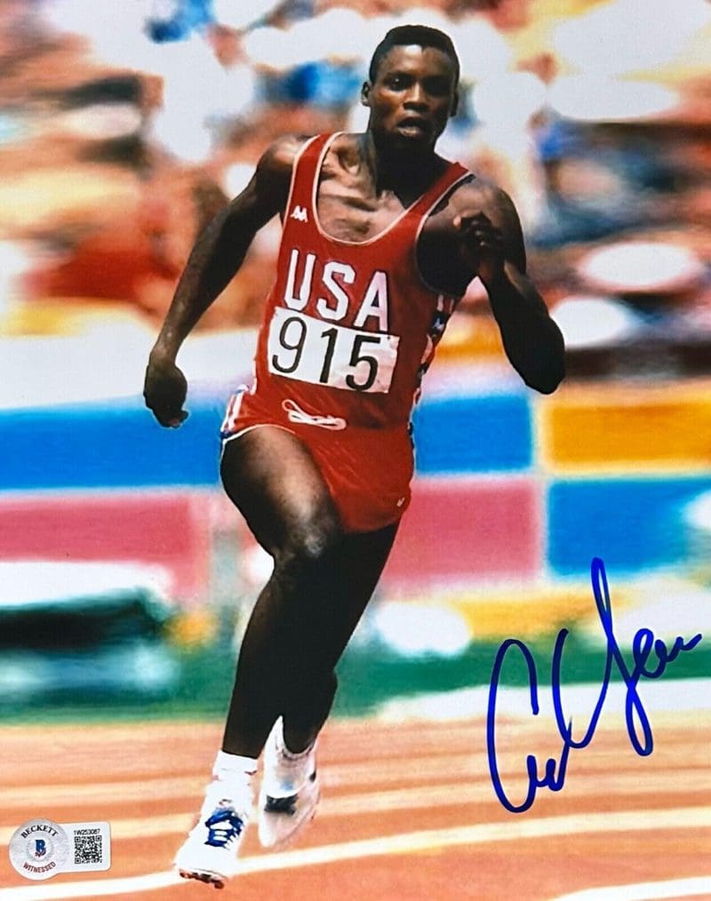 Carl Lewis Signed Autographed 8x10 Photo Beckett #2 Blue