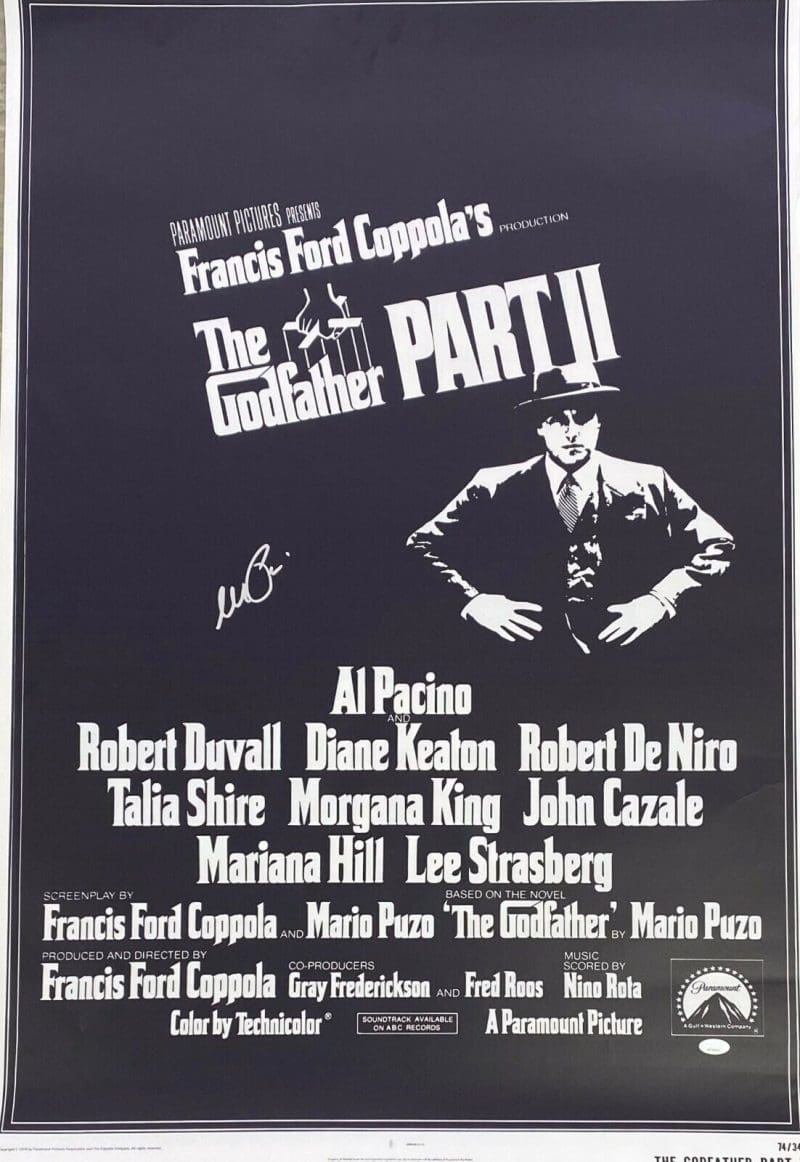 Al Pacino Michael Corleone Signed Autographed Godfather 2 Movie Poster 27x40 JSA