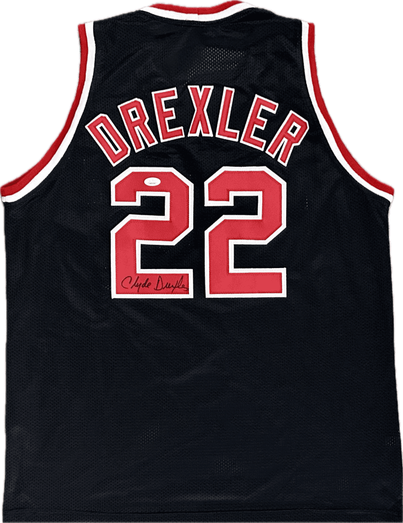 Clyde Drexler Signed Autographed Custom Black/Red Jersey JSA Authentication