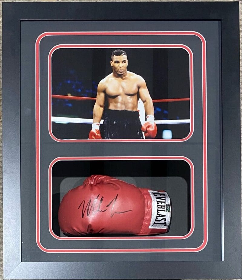 Mike Tyson Signed Glove Shadow Box Mike Tyson Hologram Authentic COR RED