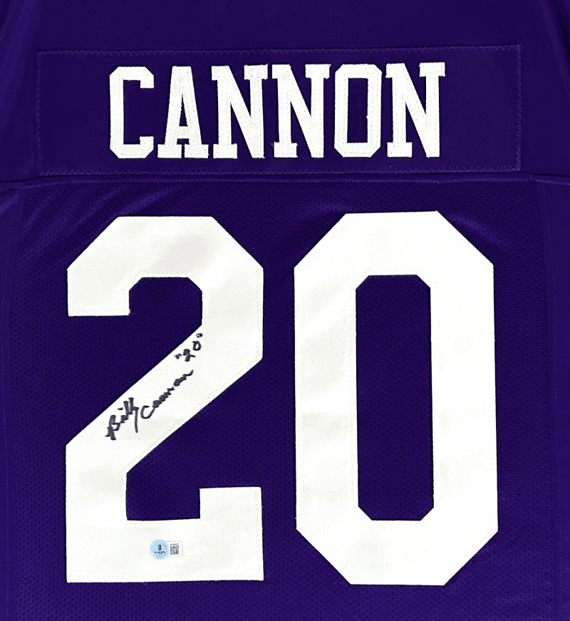 Billy Cannon Signed Autographed Custom Purple/White Jersey Beckett Authentic - Image 2
