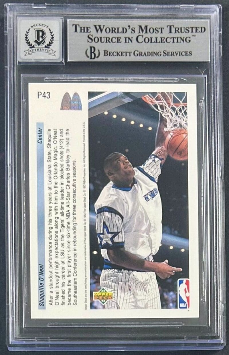 Shaquille Shaq O'Neal Signed 92-93 UD McDonald's Card P43 Beckett Auto 10 RC - Image 2