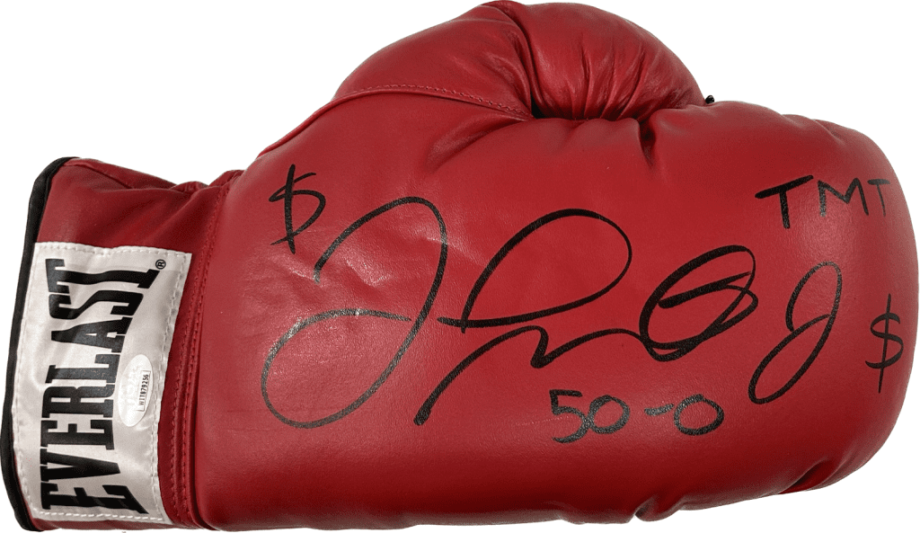 Floyd Mayweather Jr. Signed Red Everlast Leather Boxing Glov JSA