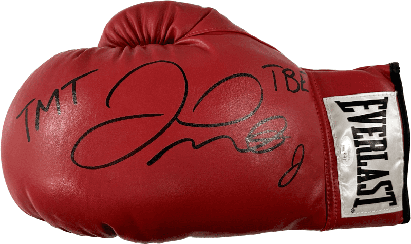 Floyd Mayweather Jr. Signed Red Everlast Leather Boxing Glove JSA WIT879245 Left