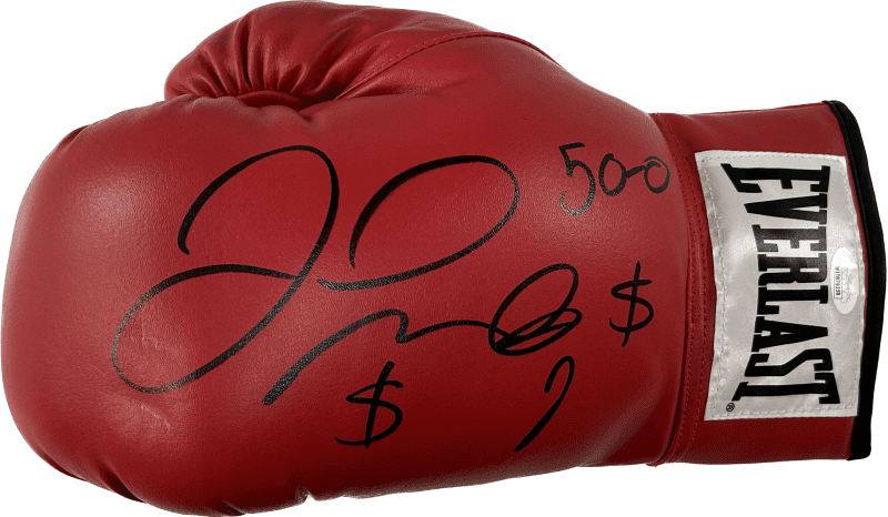 Floyd Mayweather Jr. Signed Red Everlast Leather Boxing Glove JSA WIT879249 Left