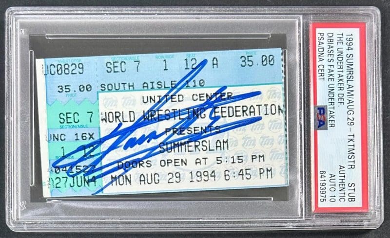 Undertaker Signed Autographed SummerSlam Ticket Stub PSA Authen 84163975