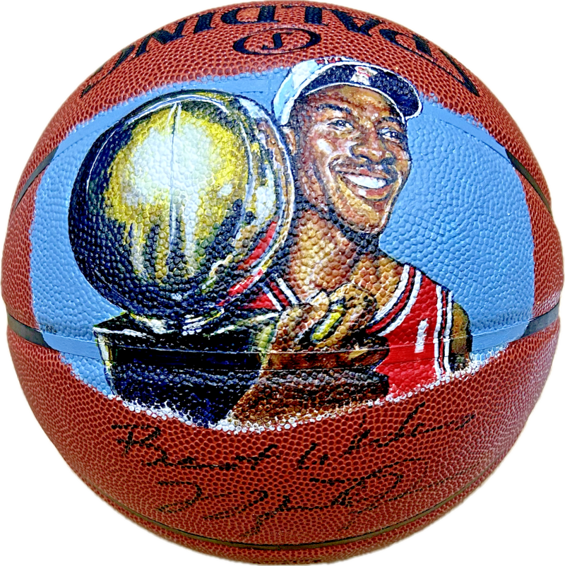 Michael Jordan Signed Hand Painted Spalding Basketball Beckett Letter & GOAT - Image 3