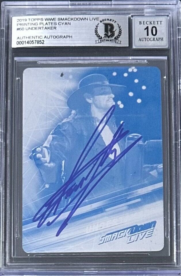 Undertaker Signed 2019 Topps WWE Printing Plate Cyan Beckett 14057852 Auto 10