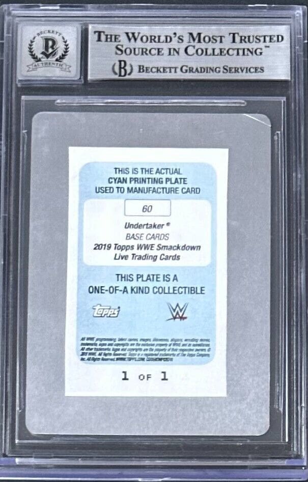 Undertaker Signed 2019 Topps WWE Printing Plate Cyan Beckett 14057852 Auto 10 - Image 2