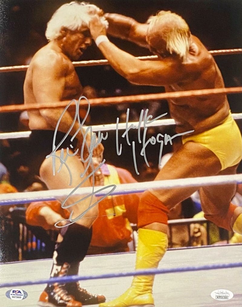 Hulk Hogan & Ric Flair Dual Signed Autographed 11x14 Photo JSA & PSA/DNA Authen