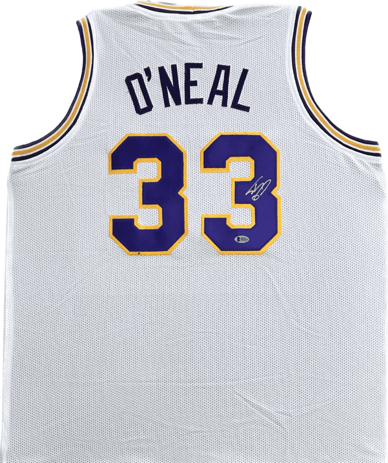 Shaquille O'Neal SHAQ Autographed White and Purple #33 Jersey Beckett Authentic