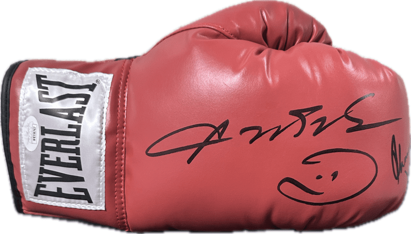 Sugar Ray Leonard Thomas Hearns Signed Red Right Boxing Glove JSA Authentic