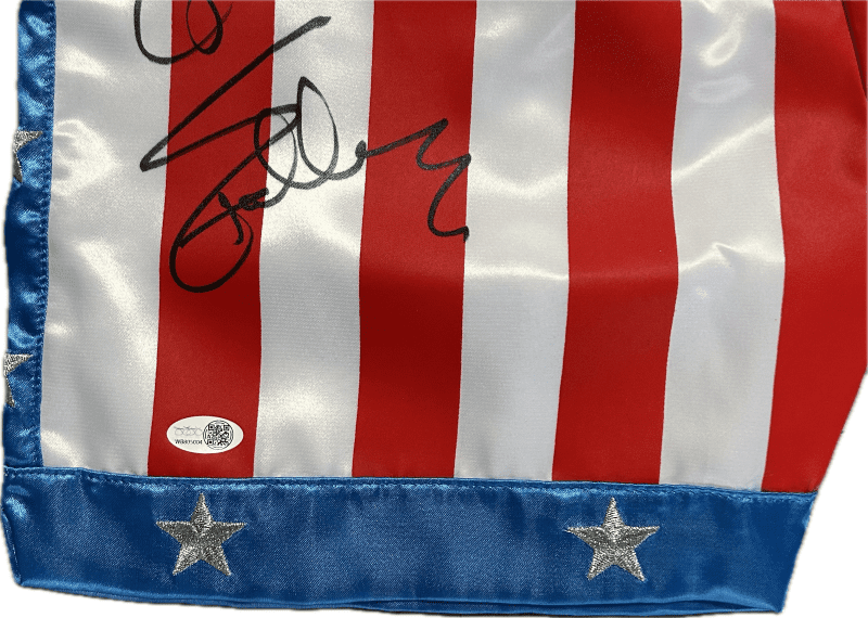Sylvester Stallone Signed Rocky IV Framed Trunks JSA Witness Authenticated - Image 4