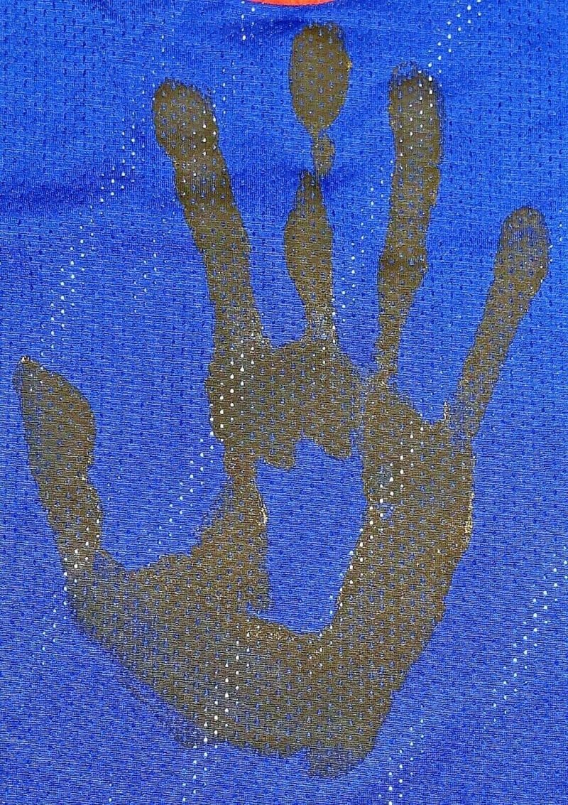Julius Erving Dr. J Handprint Signed Autographed Blue Jersey JSA Authen Z65899 - Image 4