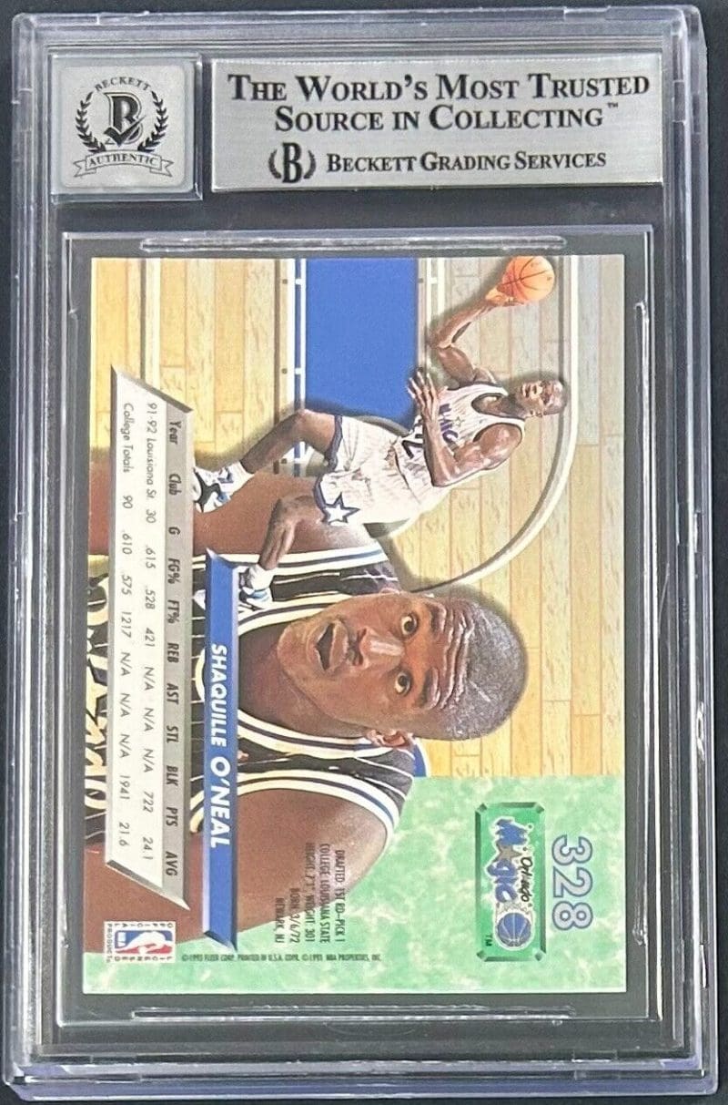 Shaquille Shaq O'Neal Signed 92-93 Fleer Ultra Card 328 BAS Auto 10 RC - Image 2