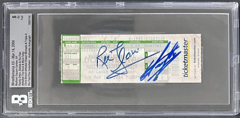 Undertaker Ric Flair Signed WWE WrestleMania XX Mar 14, 2004 Ticket Beckett 5 Ex