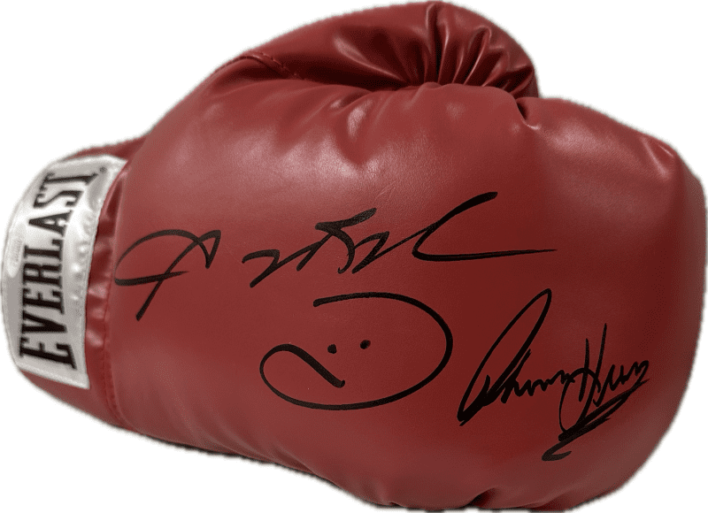 Sugar Ray Leonard & Thomas Hearns Signed Red Right Hand Boxing Glove JSA Authen