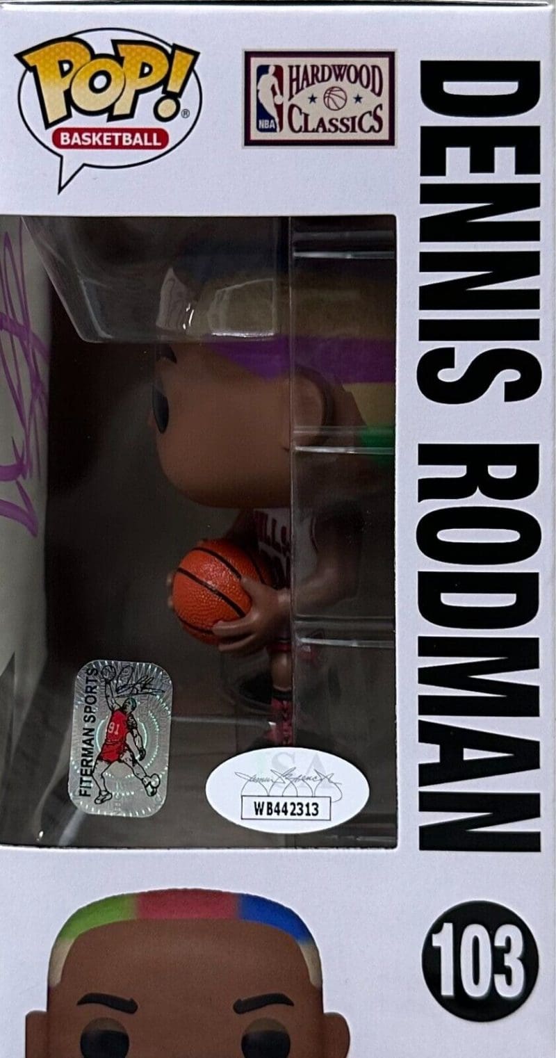 Dennis Rodman Signed Funko POP Figure JSA & Rodman Exclusive Hologram Authen Pur - Image 4