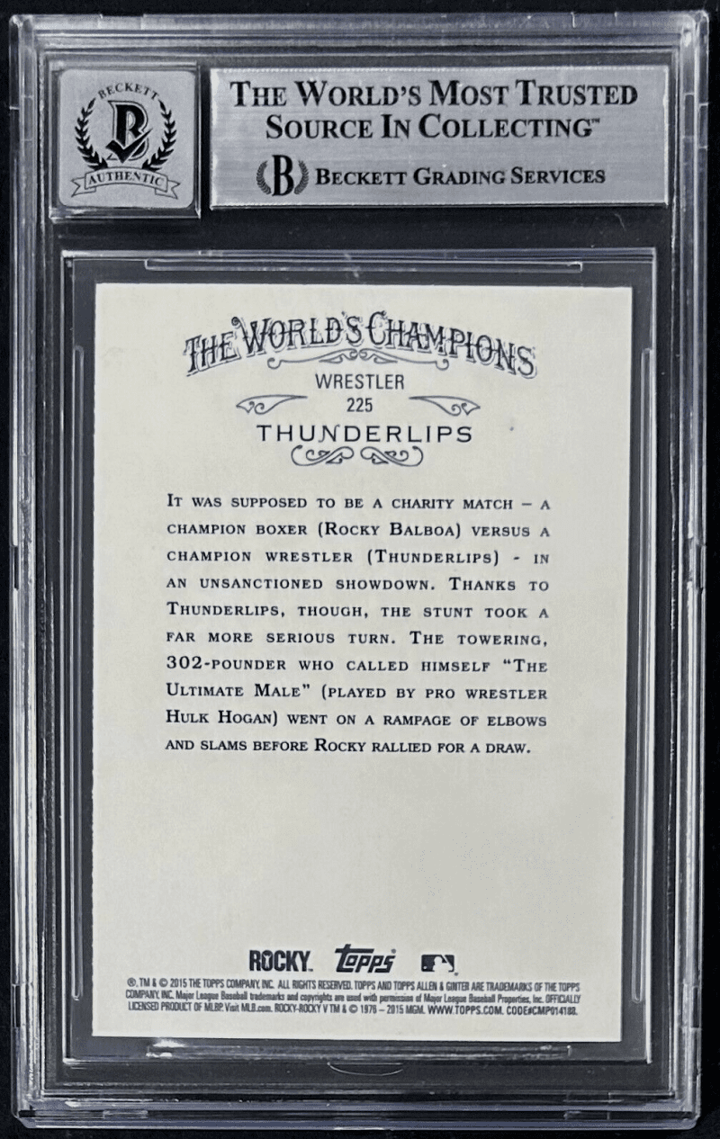 Hulk Hogan Signed 2015 Topps Allen & Ginger Thunder Lips Card Beckett Auto 10 - Image 2