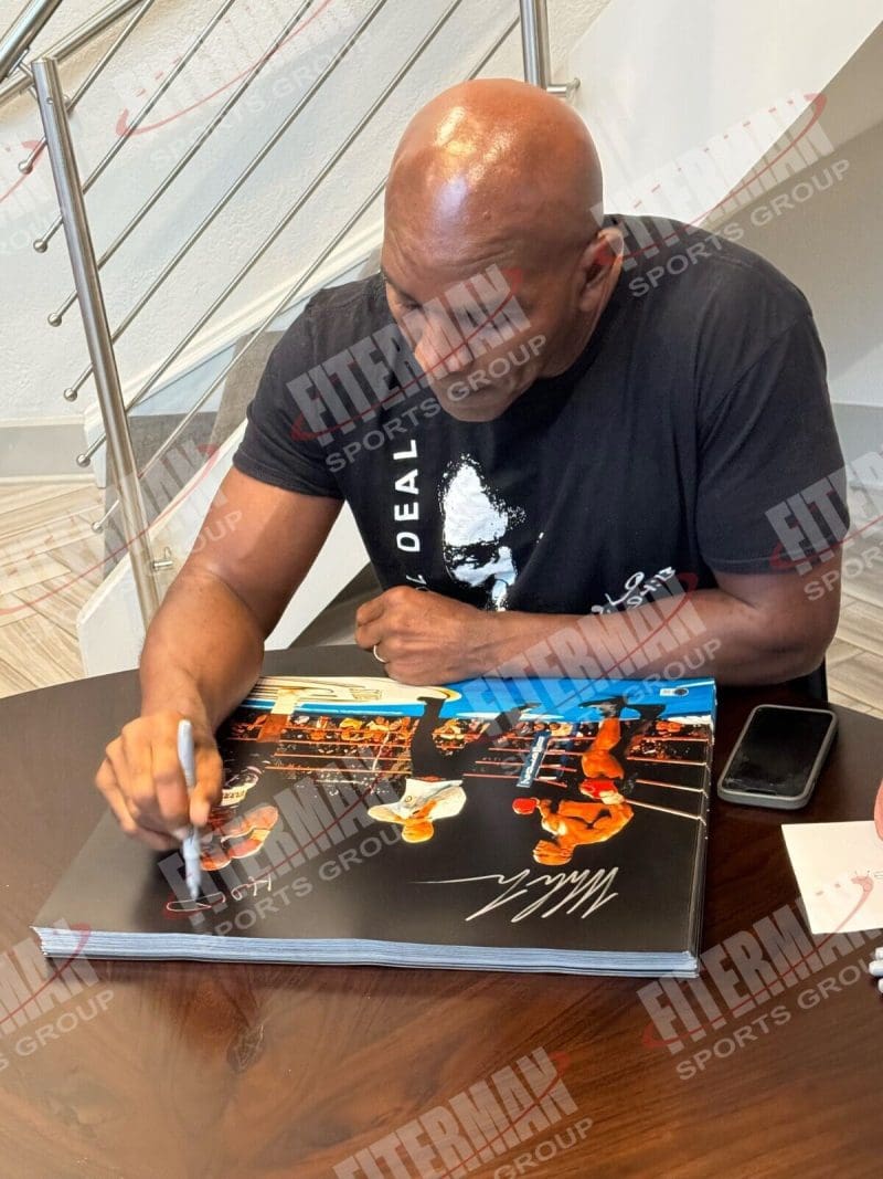 Mike Tyson & Evander Holyfield Signed  16x20 Photo JSA & Beckett Bite Fight - Image 2