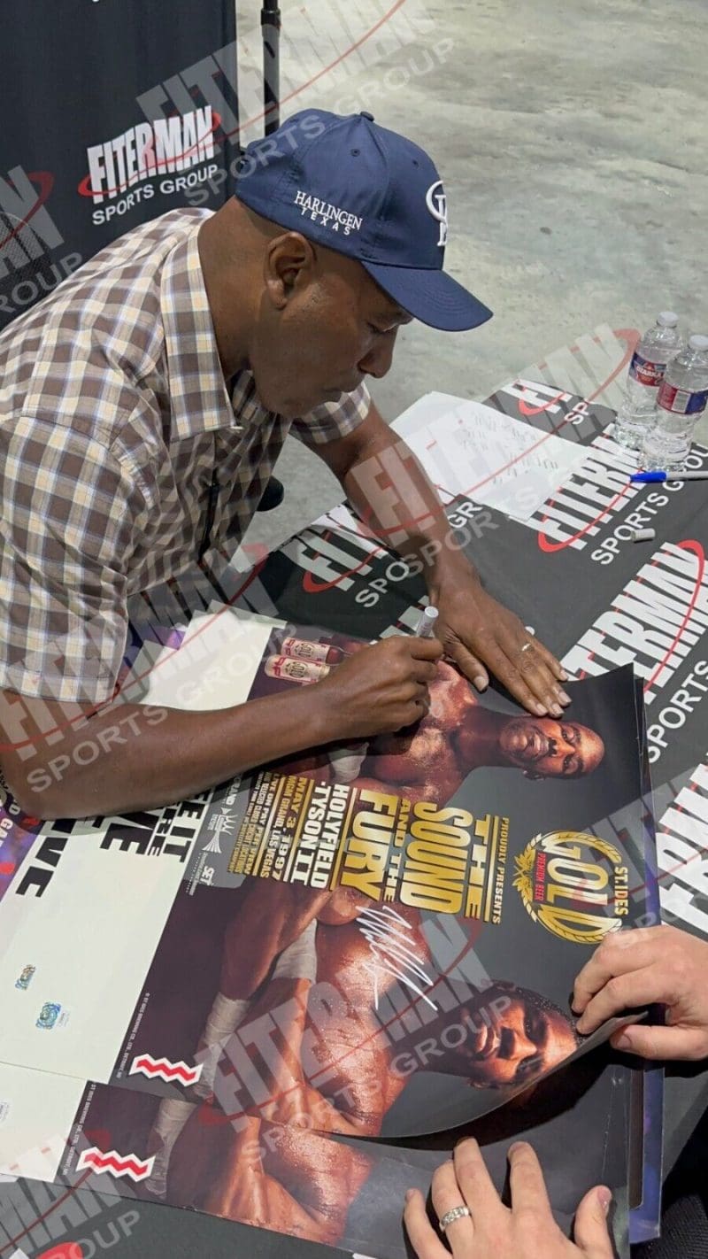 Mike Tyson & Evander Holyfield Signed Bite Fight Poster 21x22 JSA WB493543 (A) - Image 2