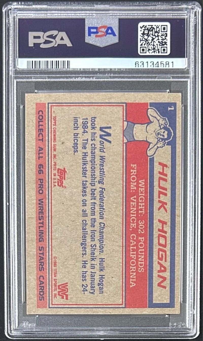 Hulk Hogan Autographed Signed 1985 Topps WWF Card #1 PSA Auto 10 63134581 - Image 2