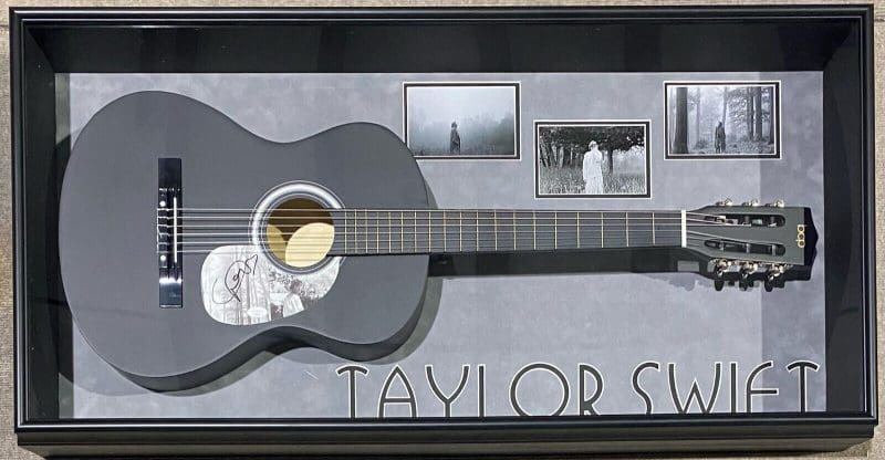 Taylor Swift Signed Black Acoustic Guitar Framed Shadowbox JSA Authen Folklore