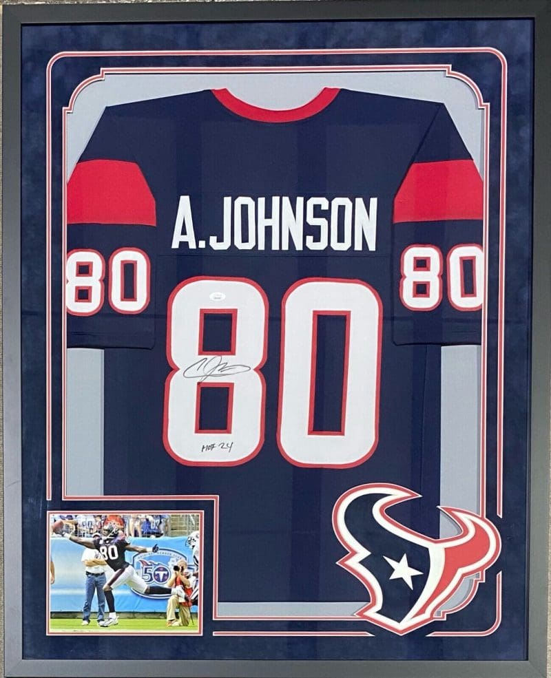 Andre Johnson Signed Autographed Framed Blue HOF 24 Jersey JSA Authenticated