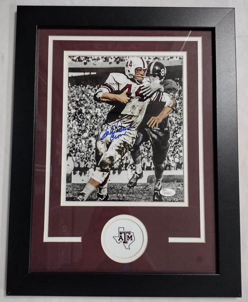 JOHN DAVID CROW Signed Autographed Texas A&M Framed 8x10 Photo JSA Authentic #1
