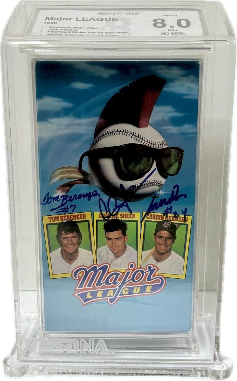 Charlie Sheen Tom Berenger Corbin Bernson Signed VHS JSA Beckett 8 EX+ #1