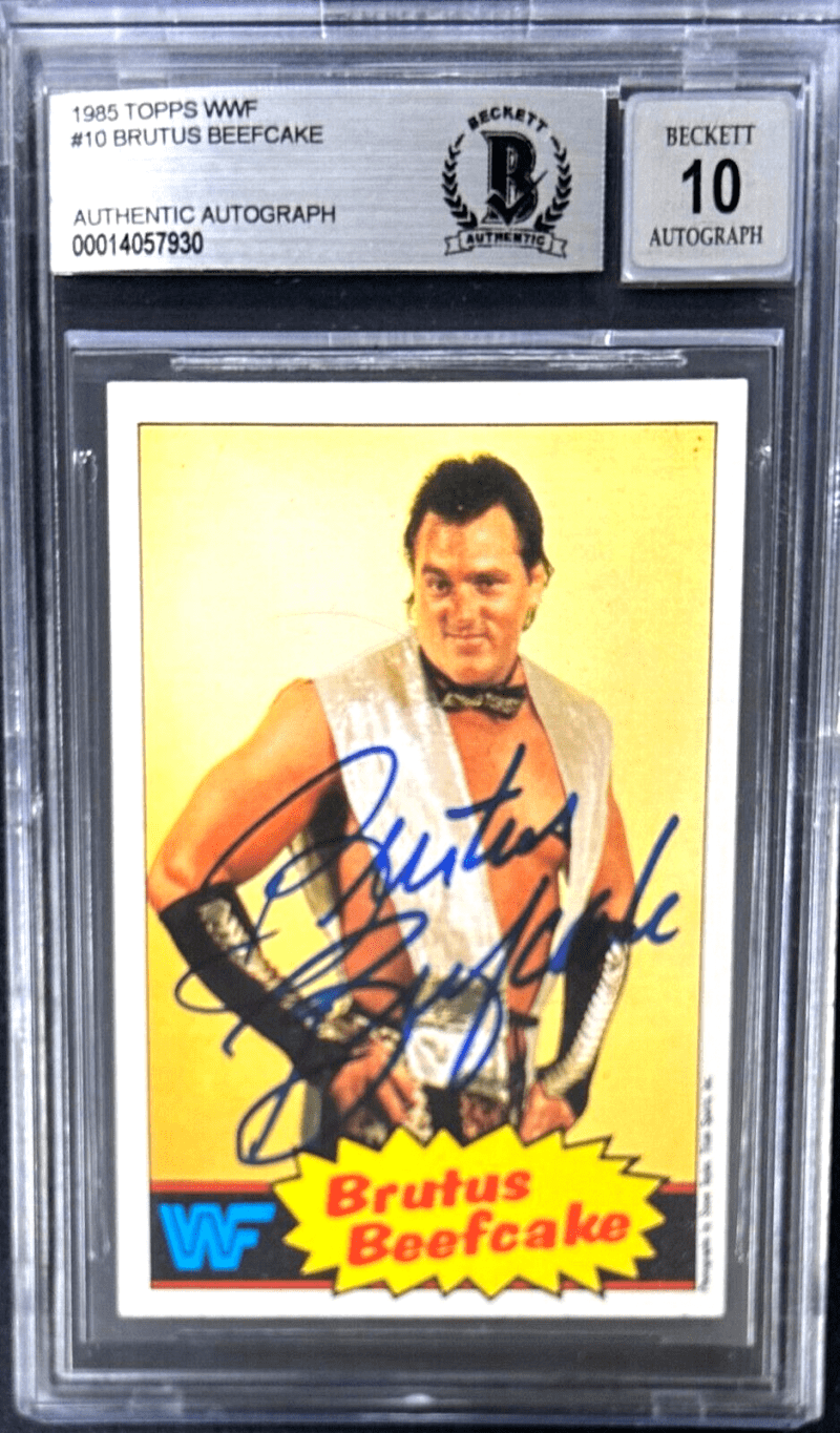 Brutus Beefcake Signed 1985 Topps Rookie Card #10 Beckett  Auto 10