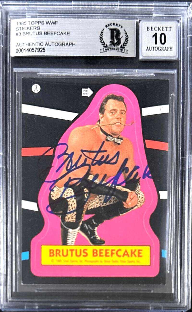 Brutus Beefcake Signed 1985 Topps WWF Sticker Card #3 Beckett Auto 10