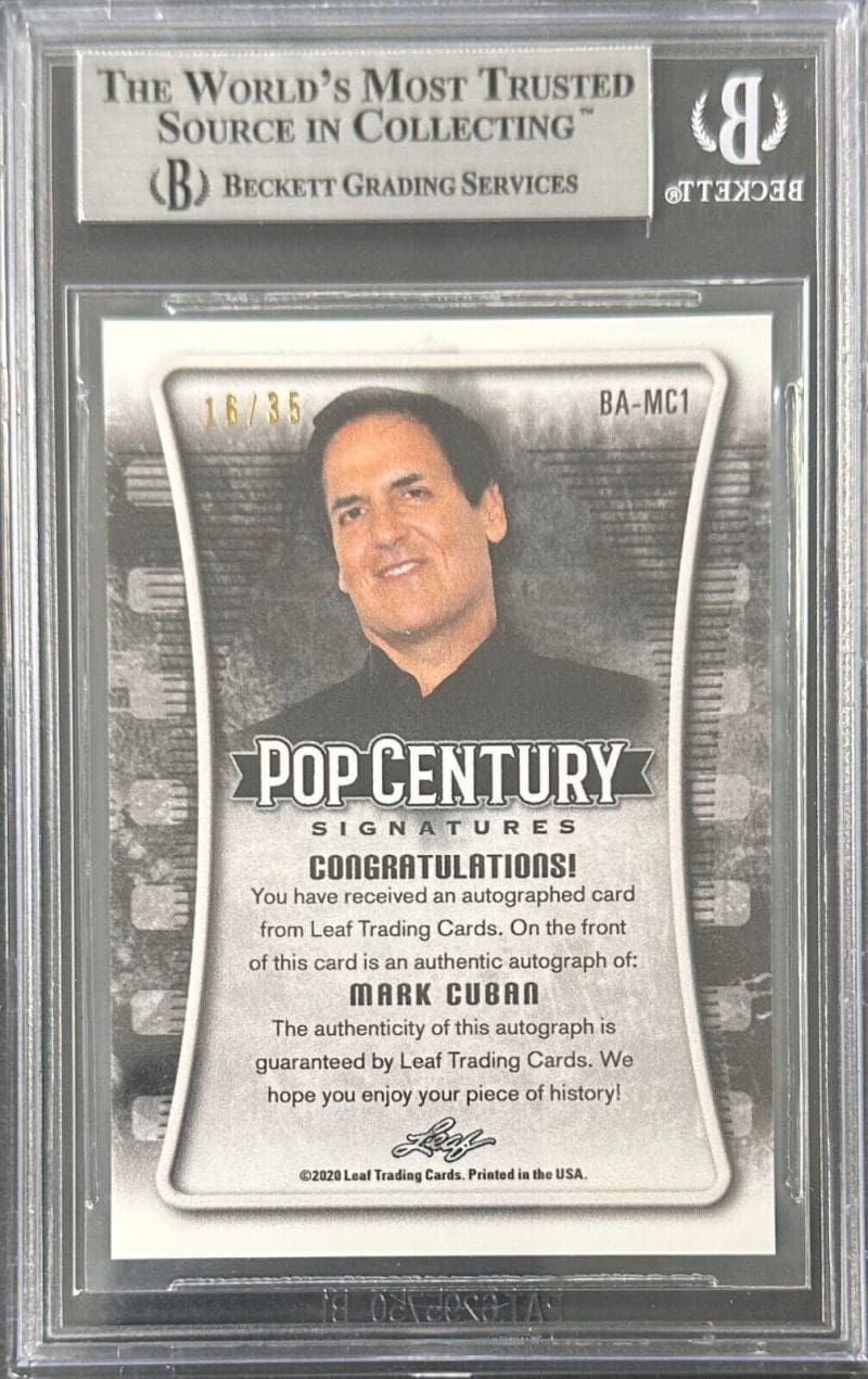 Mark Cuban 2020 LEAF Pop Century Metal Crystals  Card #BAMC1 Beckett 14059492. - Image 2