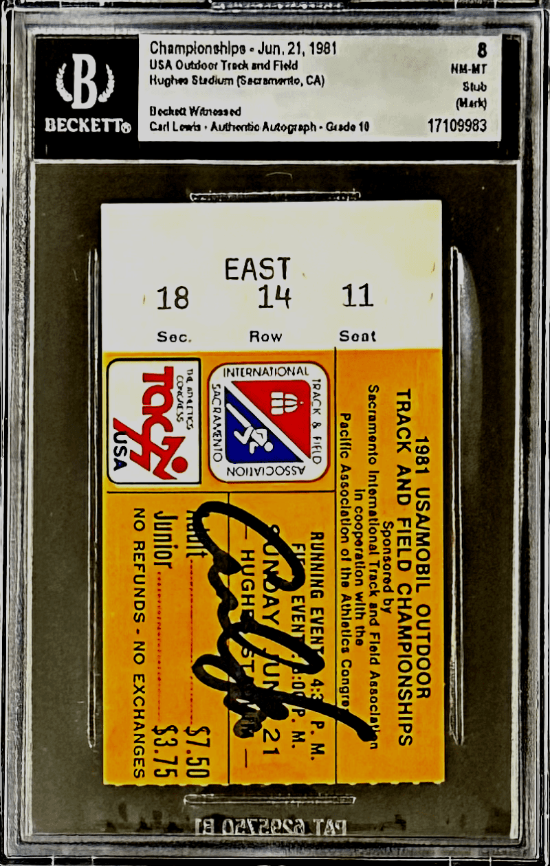 Carl Lewis Signed 1981 USA Outdoor Track/Field Championships Beckett Ticket Stub - Image 2