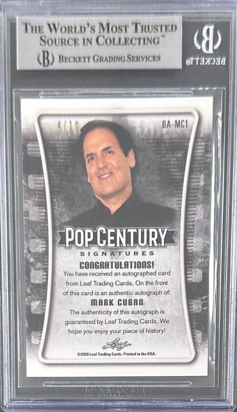Mark Cuban 2020 LEAF Pop Century Metal Black Card #BAMC1 Beckett 14059491 - Image 2