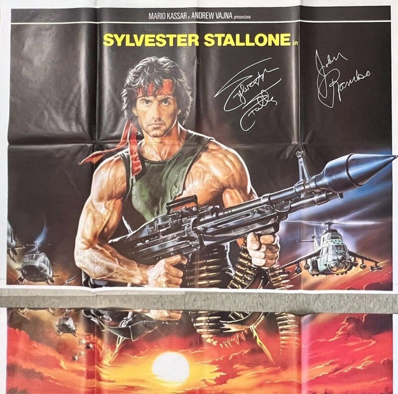 Sylvester Stallone Signed Rambo 2 Original 55x80 Italian Poster BAS AC29820 - Image 3