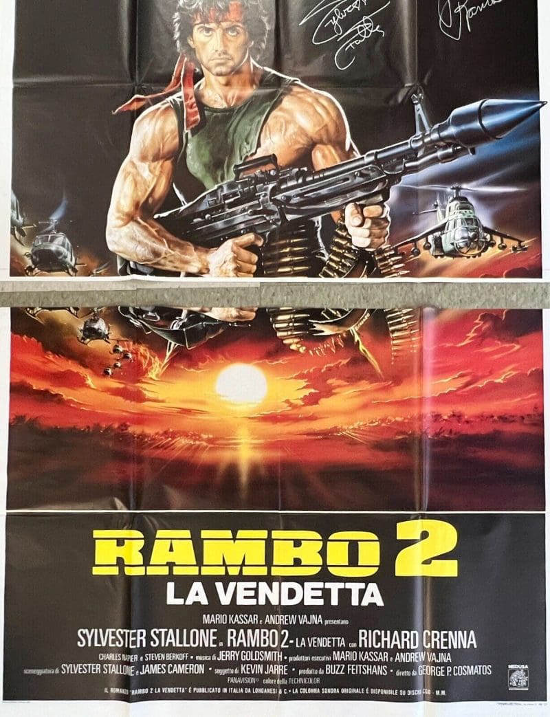 Sylvester Stallone Signed Rambo 2 Original 55x80 Italian Poster BAS AC29820 - Image 4