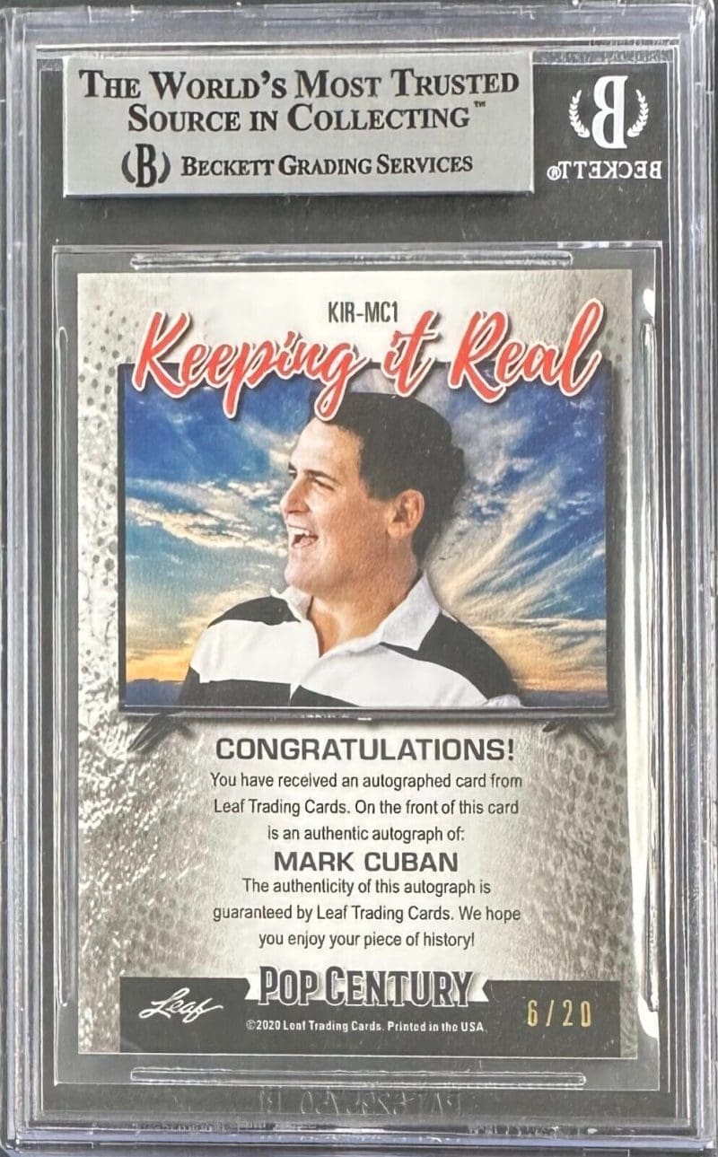 Mark Cuban 2020 LEAF Pop Century Metal Keep it Real PR Card #KIRMC1 BAS 14059490 - Image 2