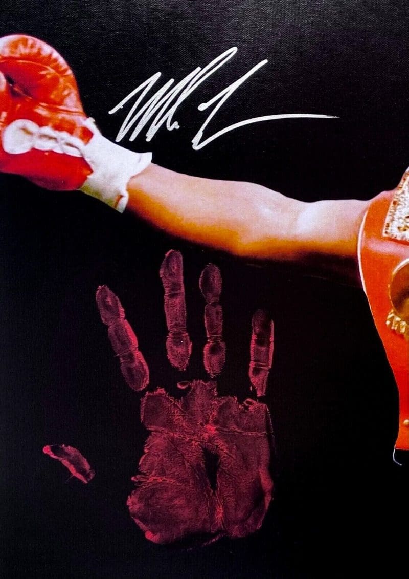Mike Tyson Original Handprint Unstretched 20x36 Canvas Signed JSA WP276749 3 - Image 2